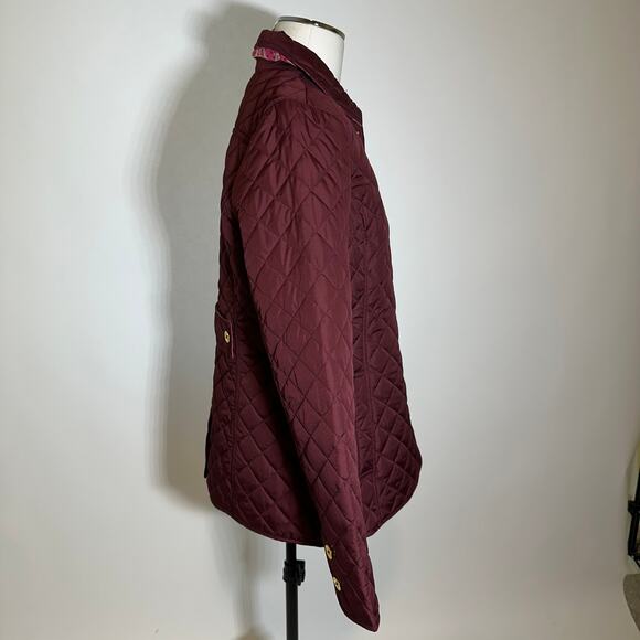 C. Wonder Burgundy Quilted Puffer Jacket Coat Button Front Womens Size Small S - Picture 3 of 12